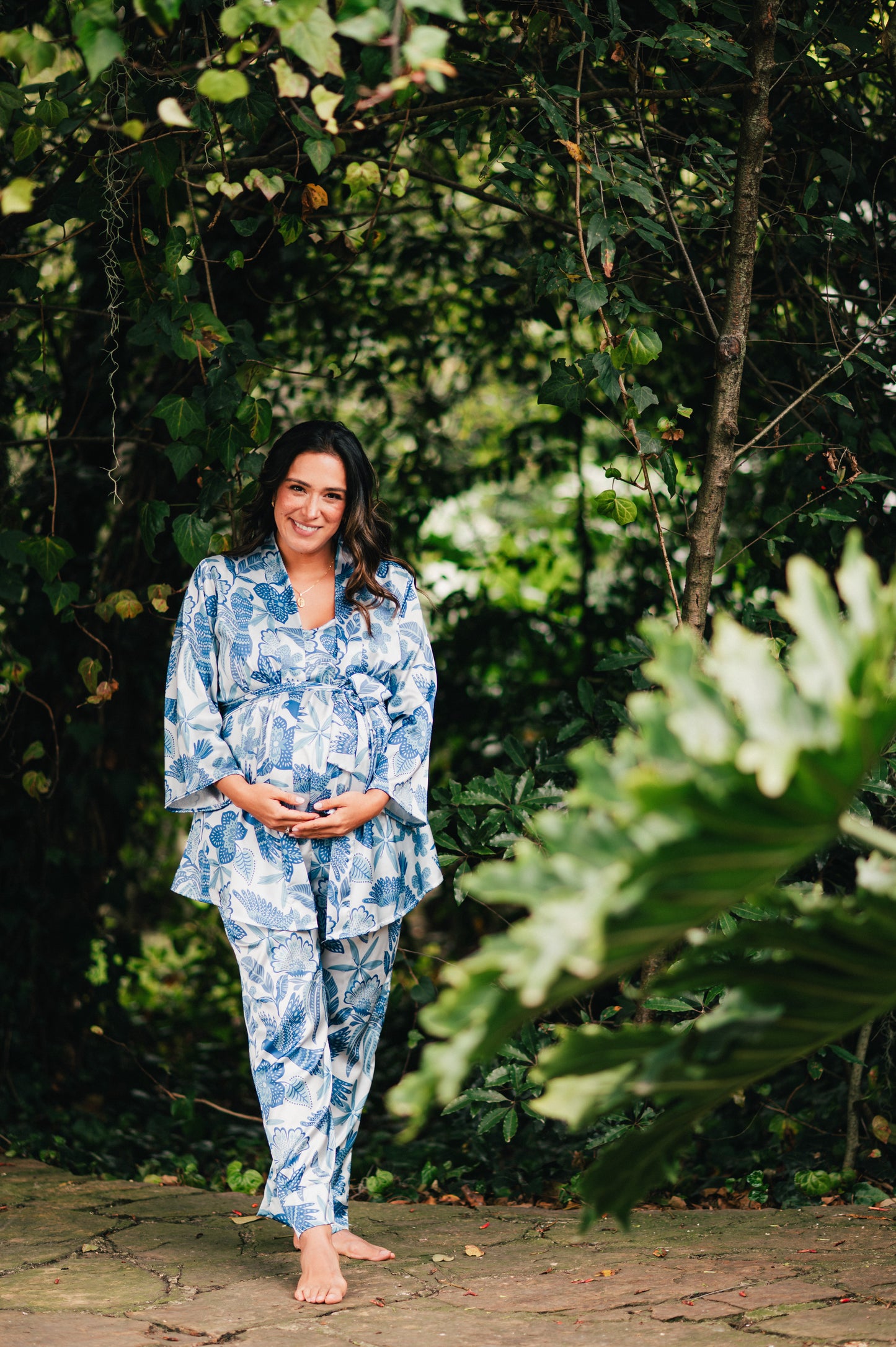 Amazonas Celeste - Tres Piezas levantadora, Tiritas con Broche Lactancia y Pantalon Maternidad