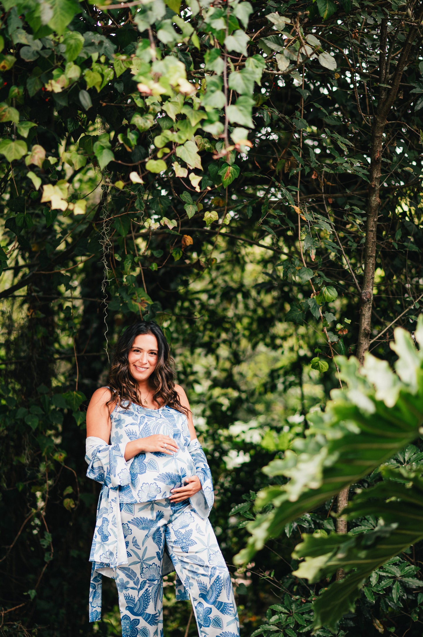 Amazonas Celeste - Tres Piezas levantadora, Tiritas con Broche Lactancia y Pantalon Maternidad