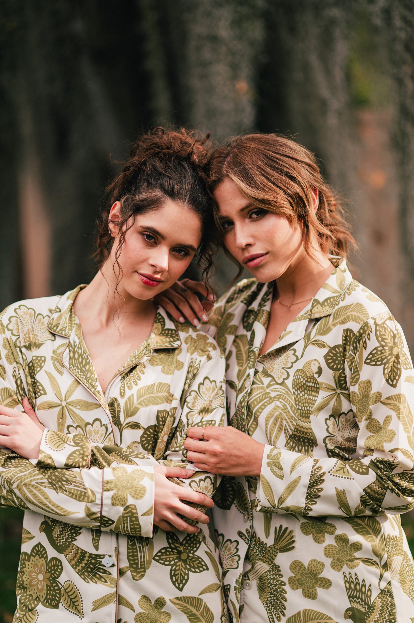 Amazonas Verde | Camisa Manga Larga y Pantalon Pijama Mujer Elegante  Bambula