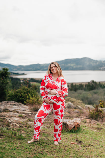 Amor Rojo - Camisa + Pantalon Maternidad READY TO SHIP