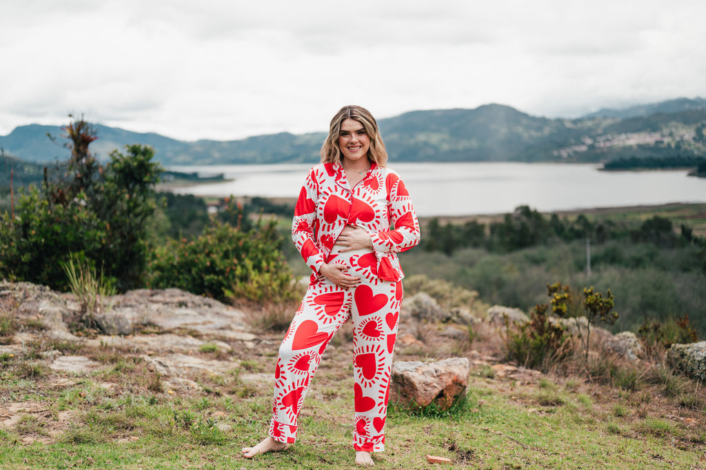 Amor Rojo - Camisa Manga Larga y Pantalon Maternidad