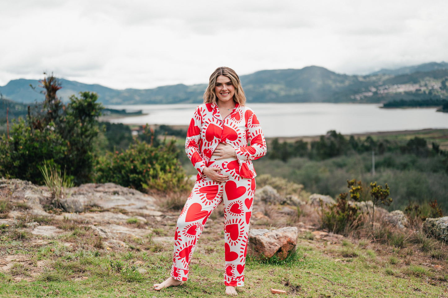 Amor Rojo - Camisa Manga Larga y Pantalon Maternidad