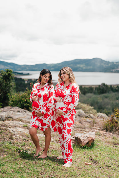 Amor Rojo - Camisa Manga Larga y Pantalon Maternidad