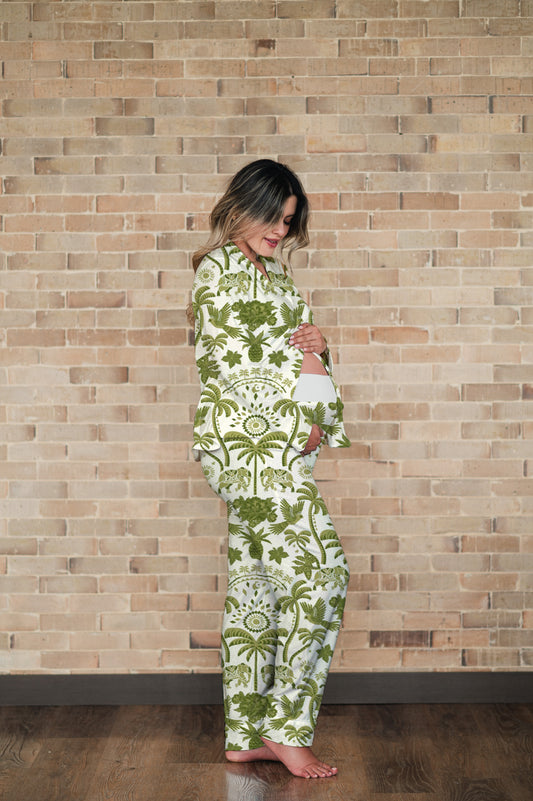 Bali Verde - Camisa Manga Larga y Pantalon Maternidad