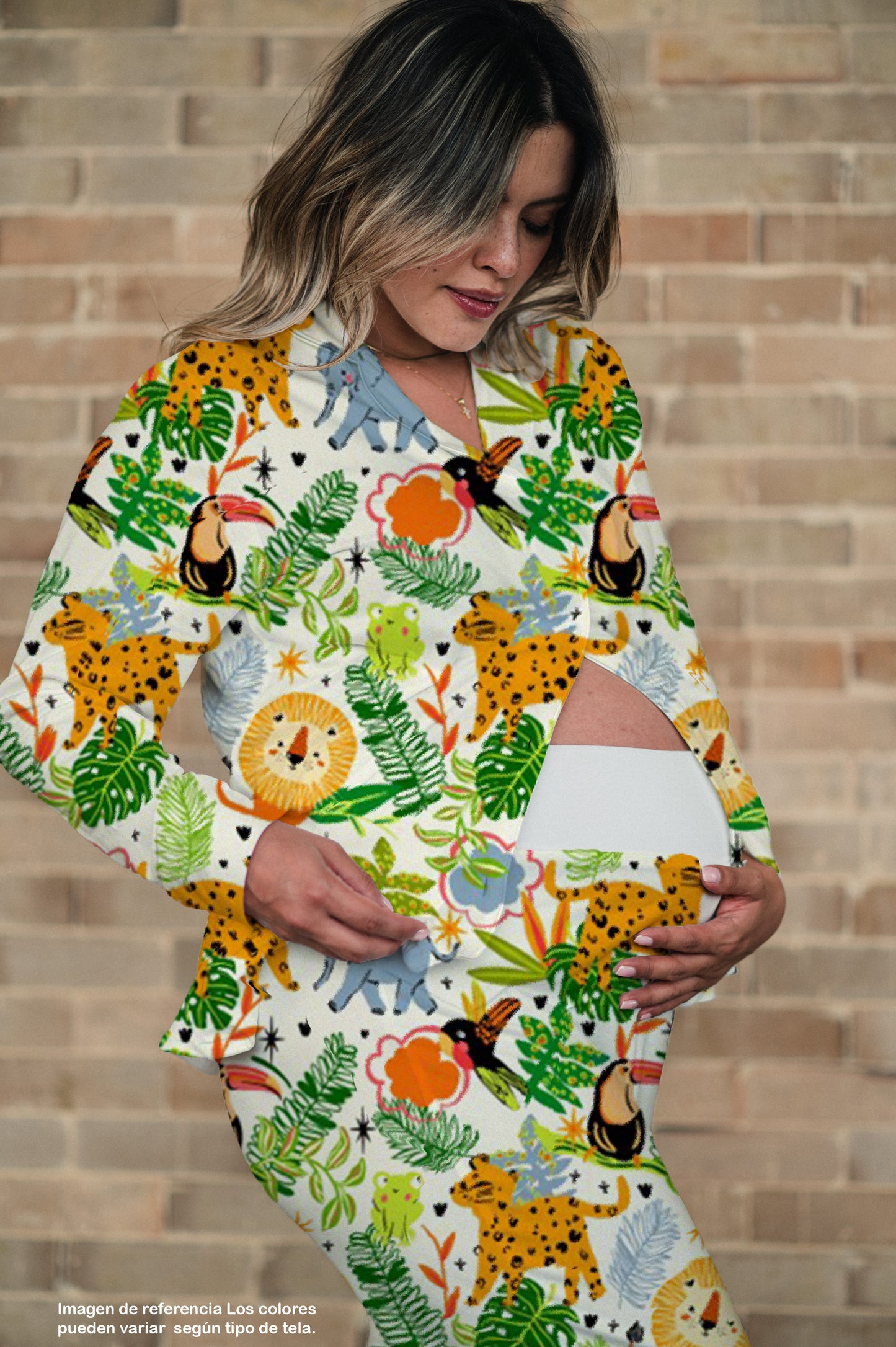 Bosque Tropical - Camisa Manga Larga y Pantalon Maternidad