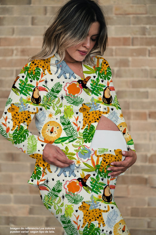 Bosque Tropical - Camisa Manga Larga y Pantalon Maternidad