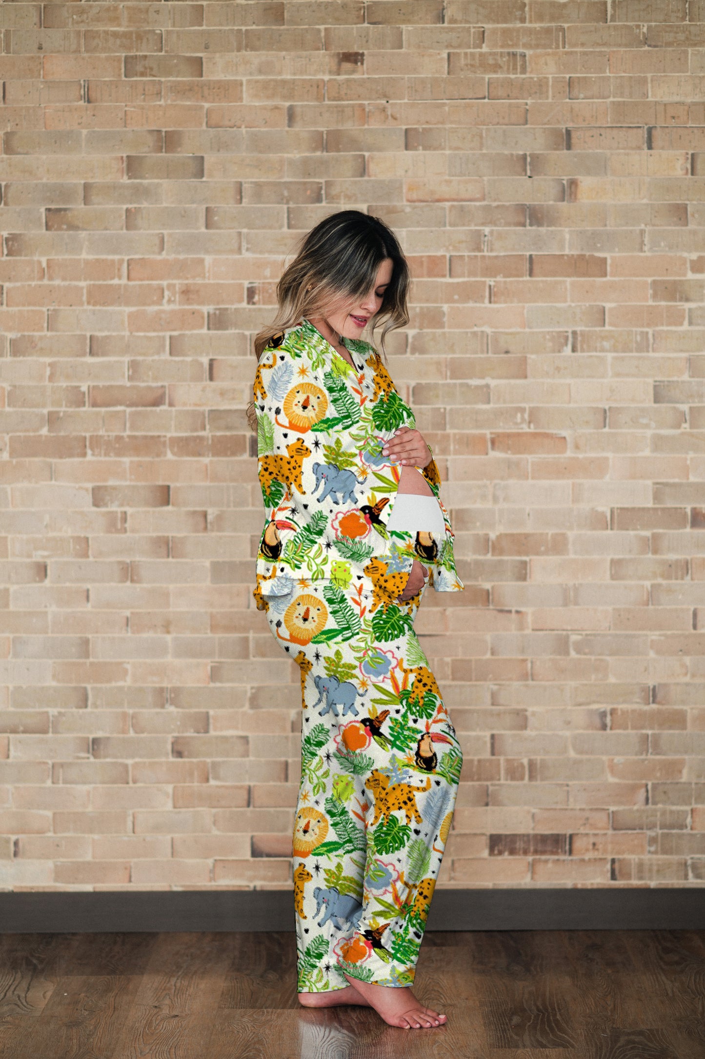Bosque Tropical - Camisa Manga Larga y Pantalon Maternidad