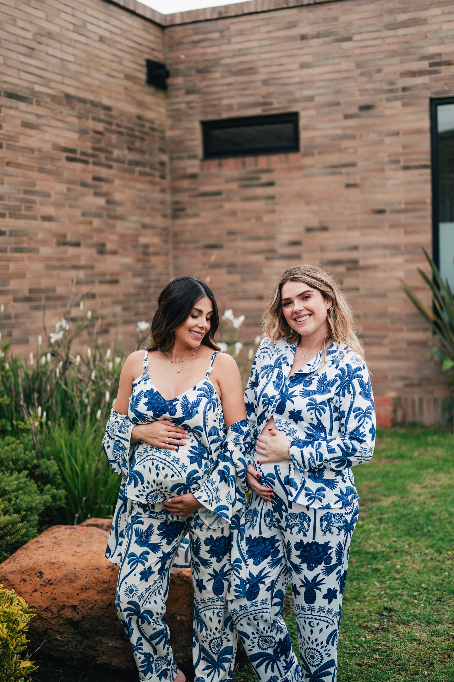 Bali Azul - Camisa Manga Larga y Pantalon Maternidad