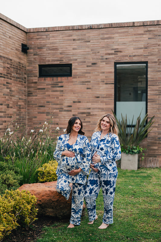 Bali Azul - TresPiezas, Levantadora, Tiritas Broche Maternidad y Pantalon Maternidad