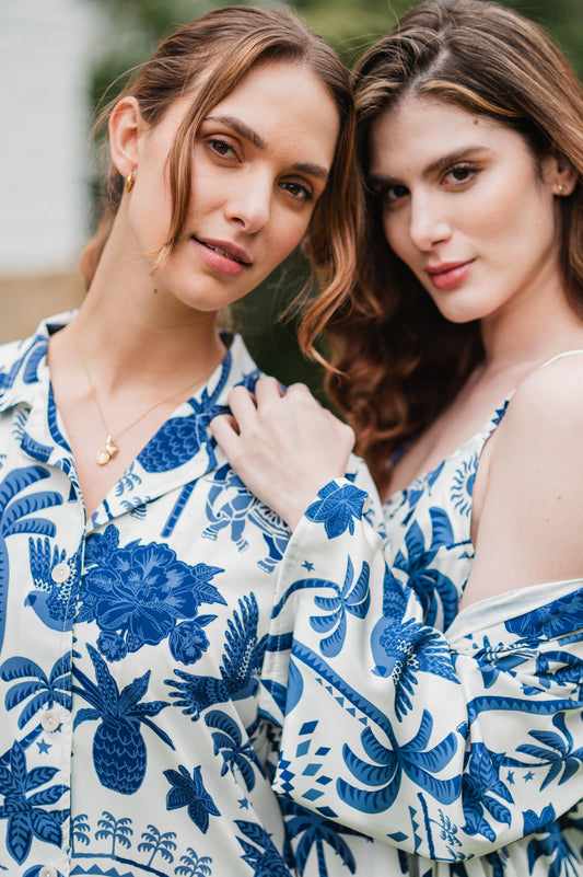 Bali Azul - Camisa Manga Larga y Pantalon