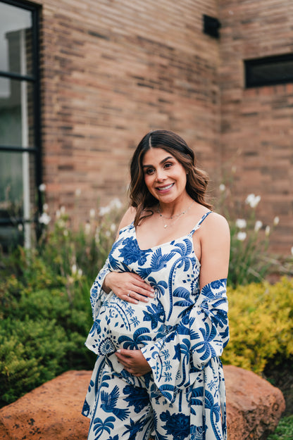 Bali Azul - TresPiezas, Levantadora, Tiritas Broche Maternidad y Pantalon Maternidad