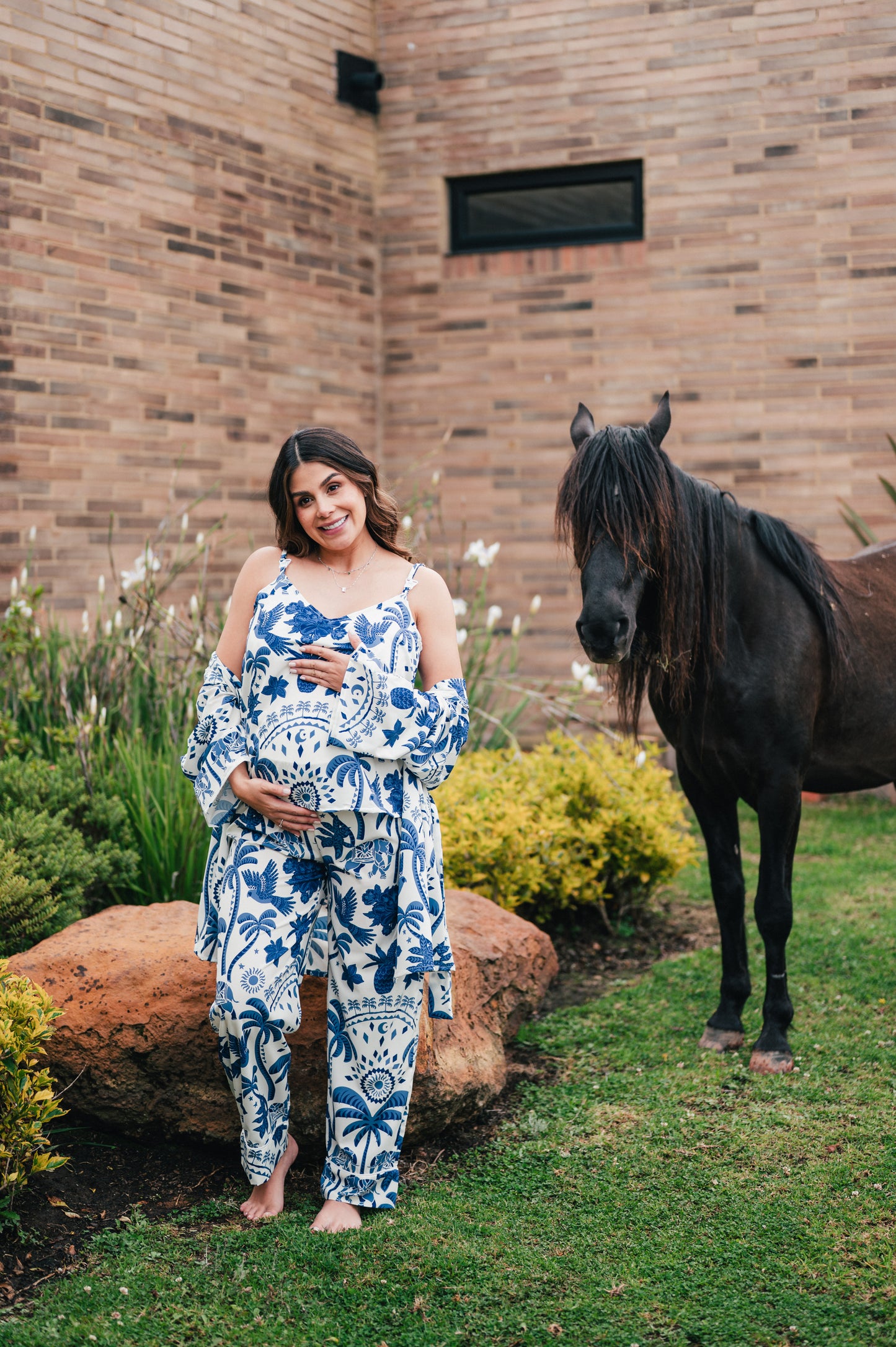 Bali Azul - TresPiezas, Levantadora, Tiritas Broche Maternidad y Pantalon Maternidad