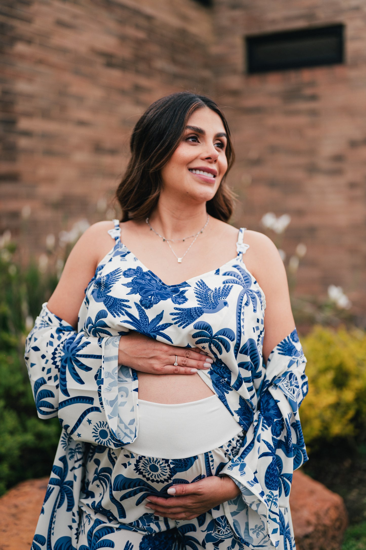 Bali Azul - TresPiezas, Levantadora, Tiritas Broche Maternidad y Pantalon Maternidad