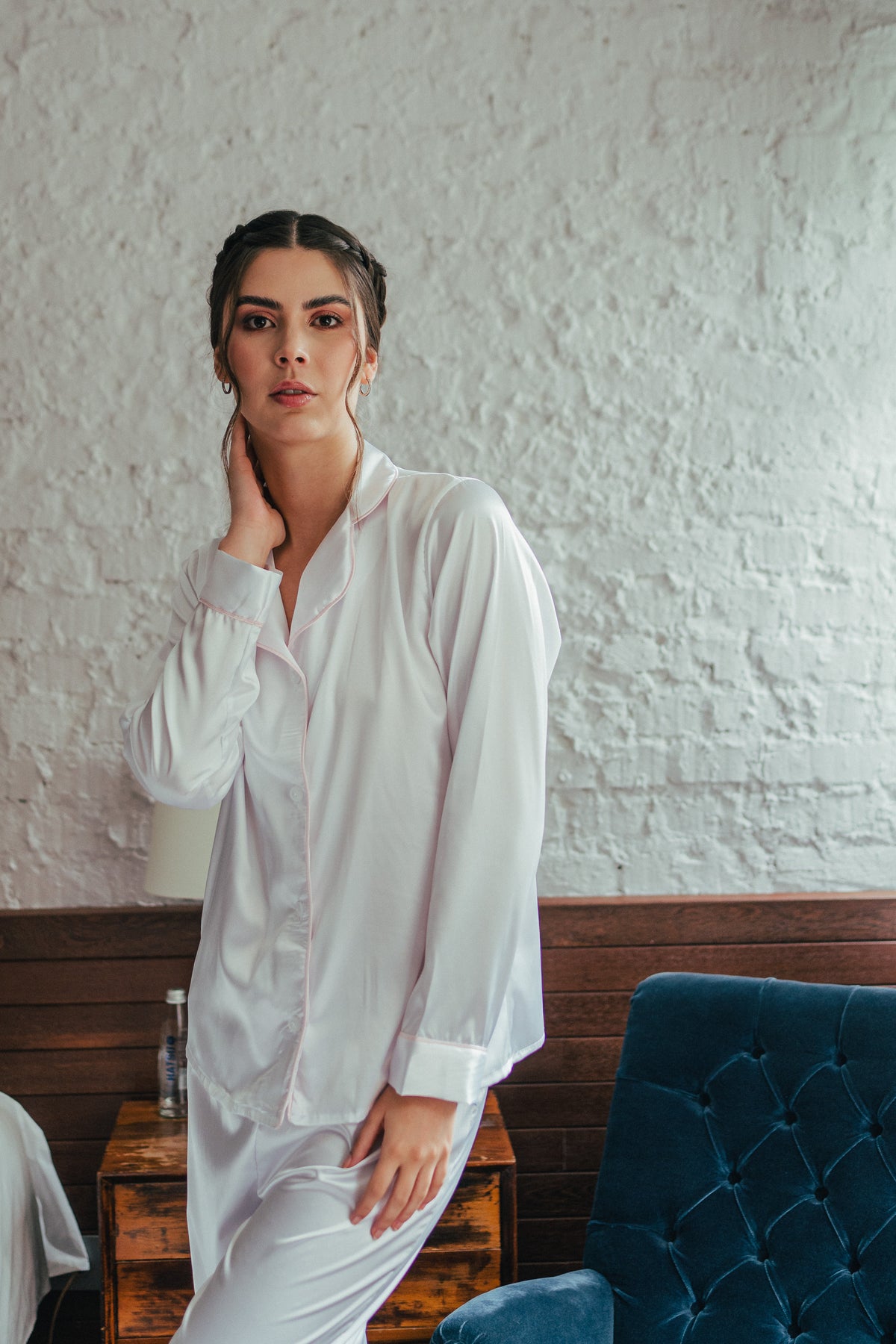 Blanca Vivo Rosado - Camisa Manga Larga y Pantalon