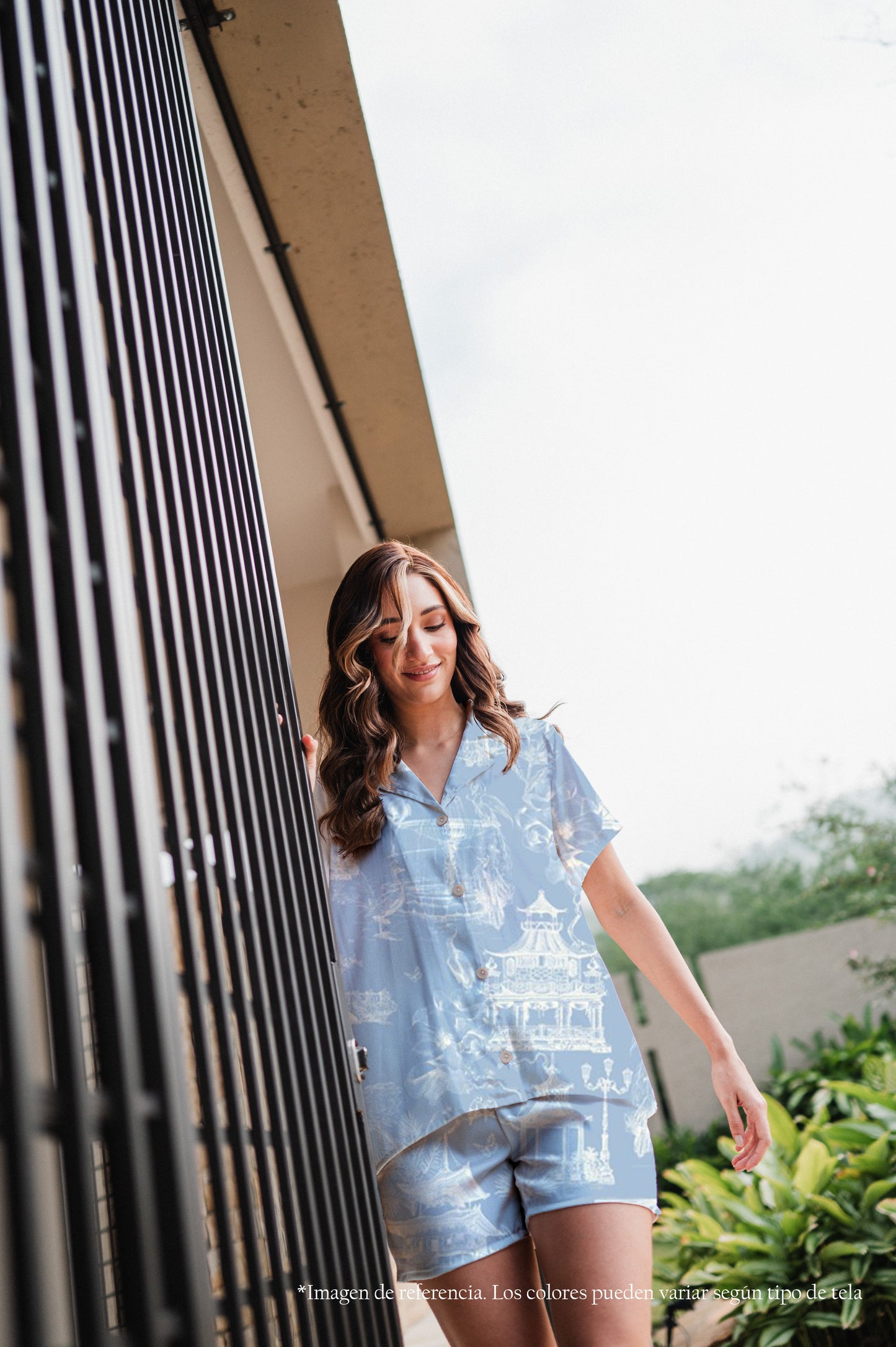 Casita China Celeste - Camisa Manga Corta y Short
