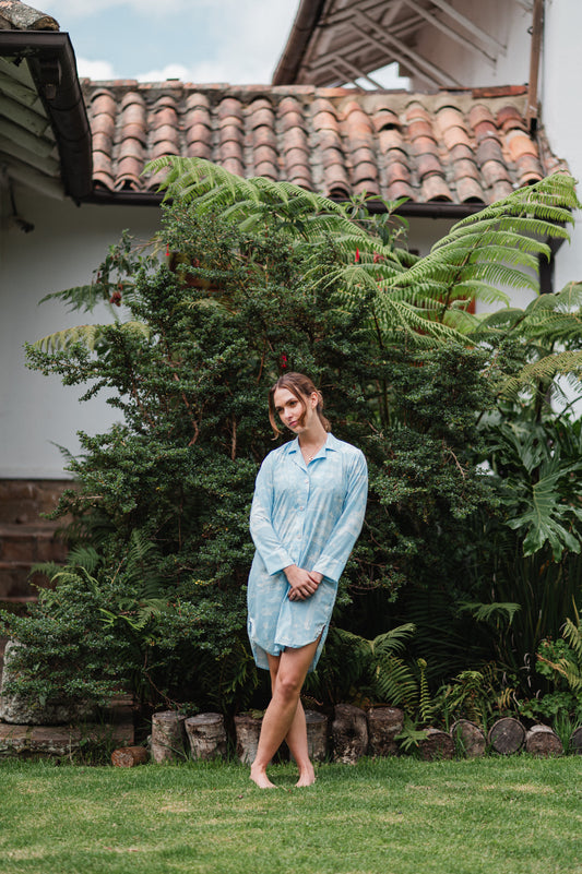 Casita China Celeste - Camison Manga Larga