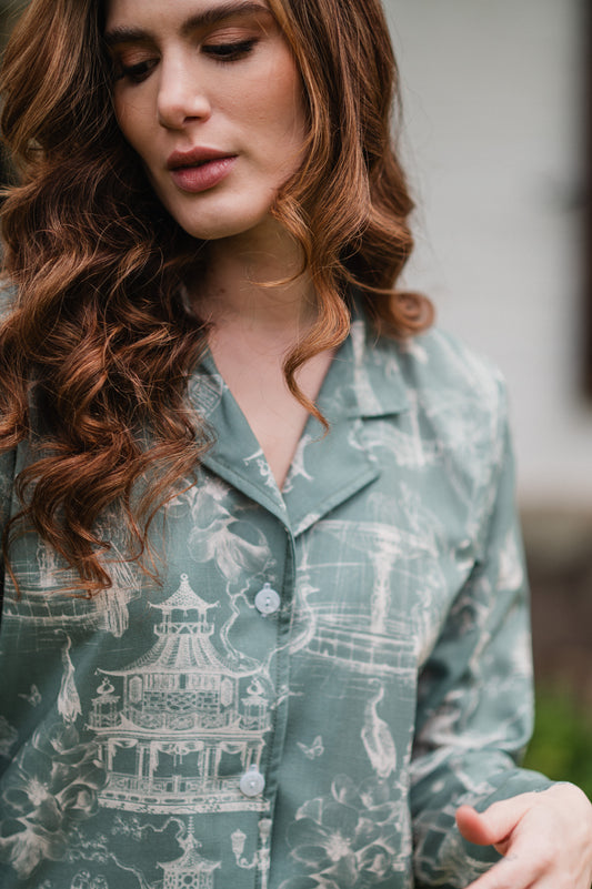 Casita China Verde - Camisa Manga Larga y Pantalon