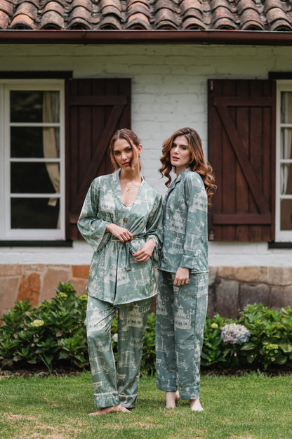 Casita China Verde - Camisa Manga Larga y Pantalon