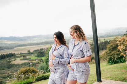 Conejito Azul - Camisa Manga Corta y Short Maternidad