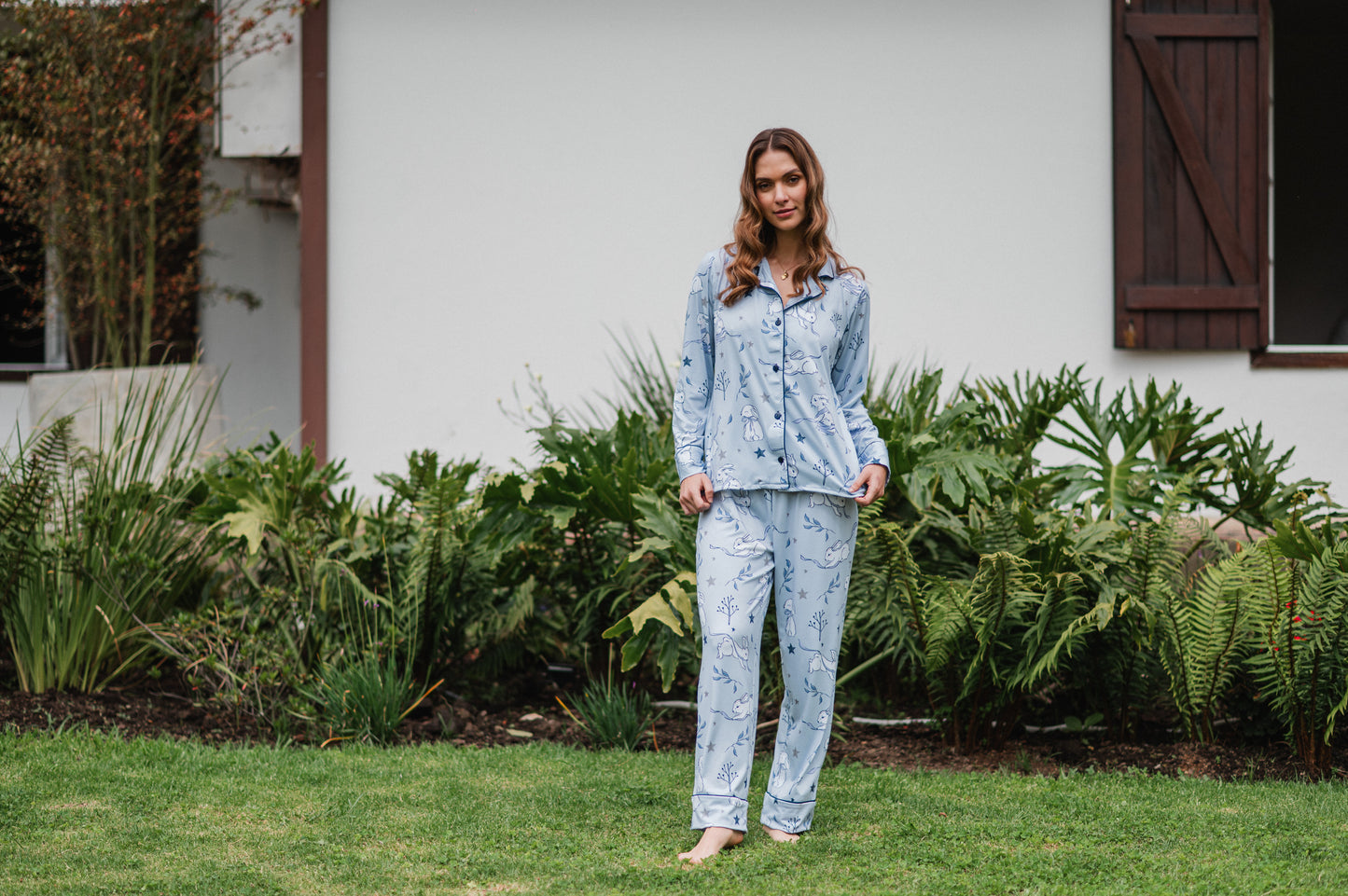 Conejito Azul - Camisa Manga Larga y Pantalon