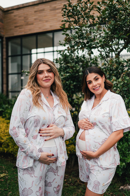 Conejito Rosa - Camisa Manga Corta y Short Maternidad
