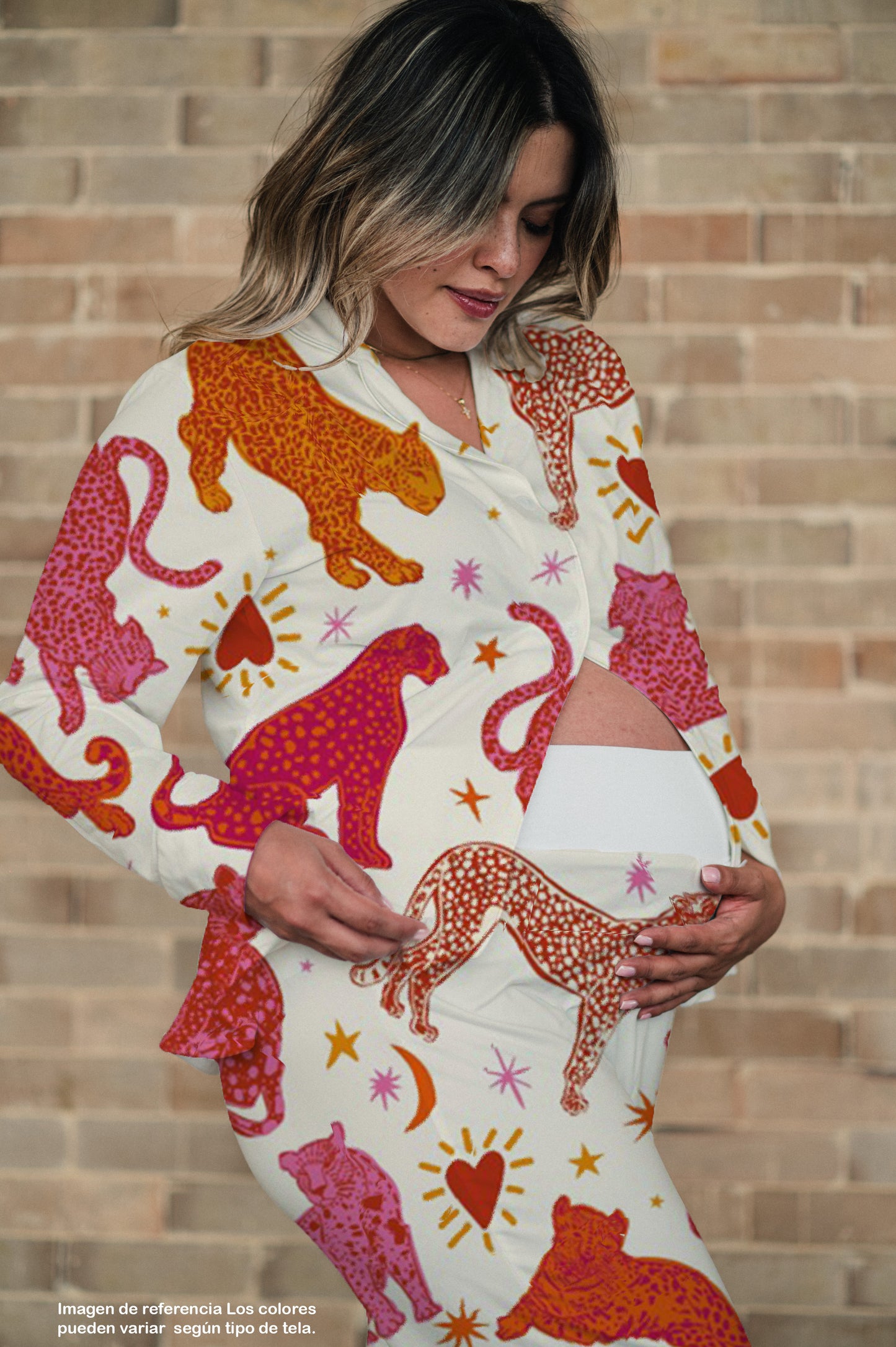 Fantasia Felina Blanco - Camisa Manga Larga y Pantalon Maternidad