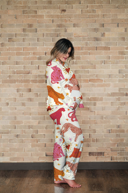 Fantasia Felina Blanco - Camisa Manga Larga y Pantalon Maternidad