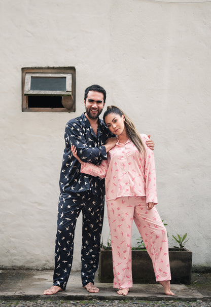 Golondrinas en Rosa - Camisa Manga Larga y Pantalon