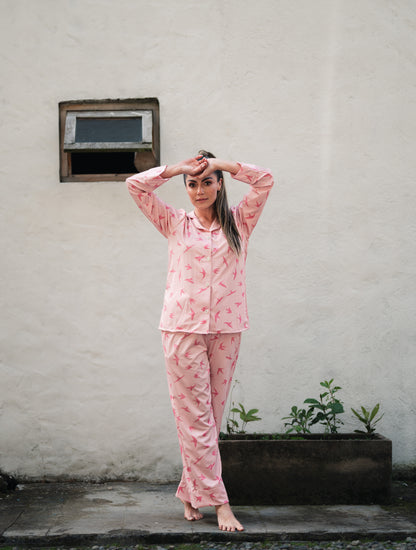 Golondrinas en Rosa - Camisa Manga Larga y Pantalon