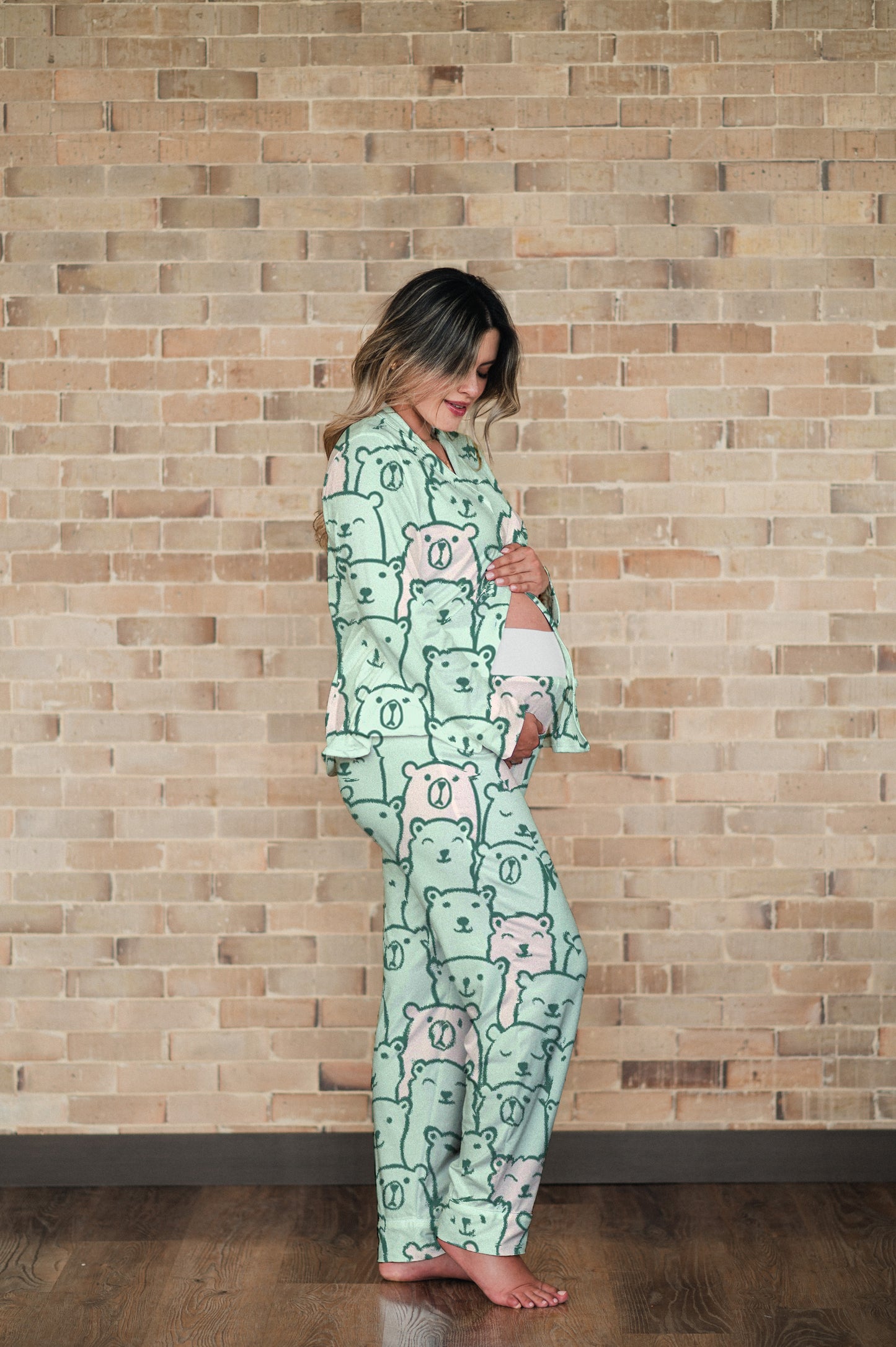 Green Bear - Camisa Manga Larga y Pantalon Maternidad