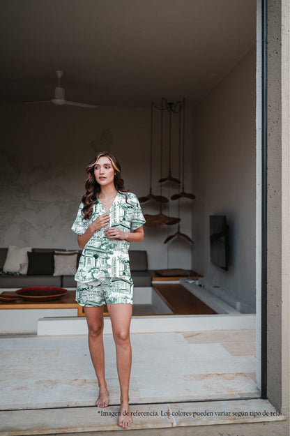 Green City Manga Corta y Short | Pijama Mujer Bambula