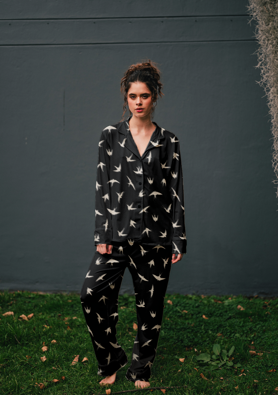 Golondrinas en Negro - Camisa Manga Larga y Pantalon