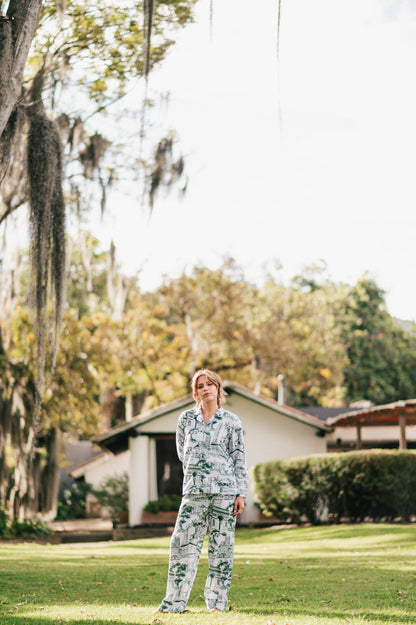 Green City | Camisa Manga Larga y Pantalón Pijama Mujer Elegante  Bambula