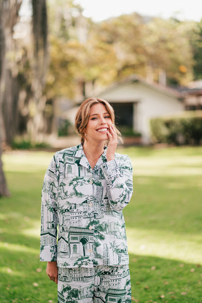 Green City | Camisa Manga Larga y Pantalón Pijama Mujer Elegante  Bambula
