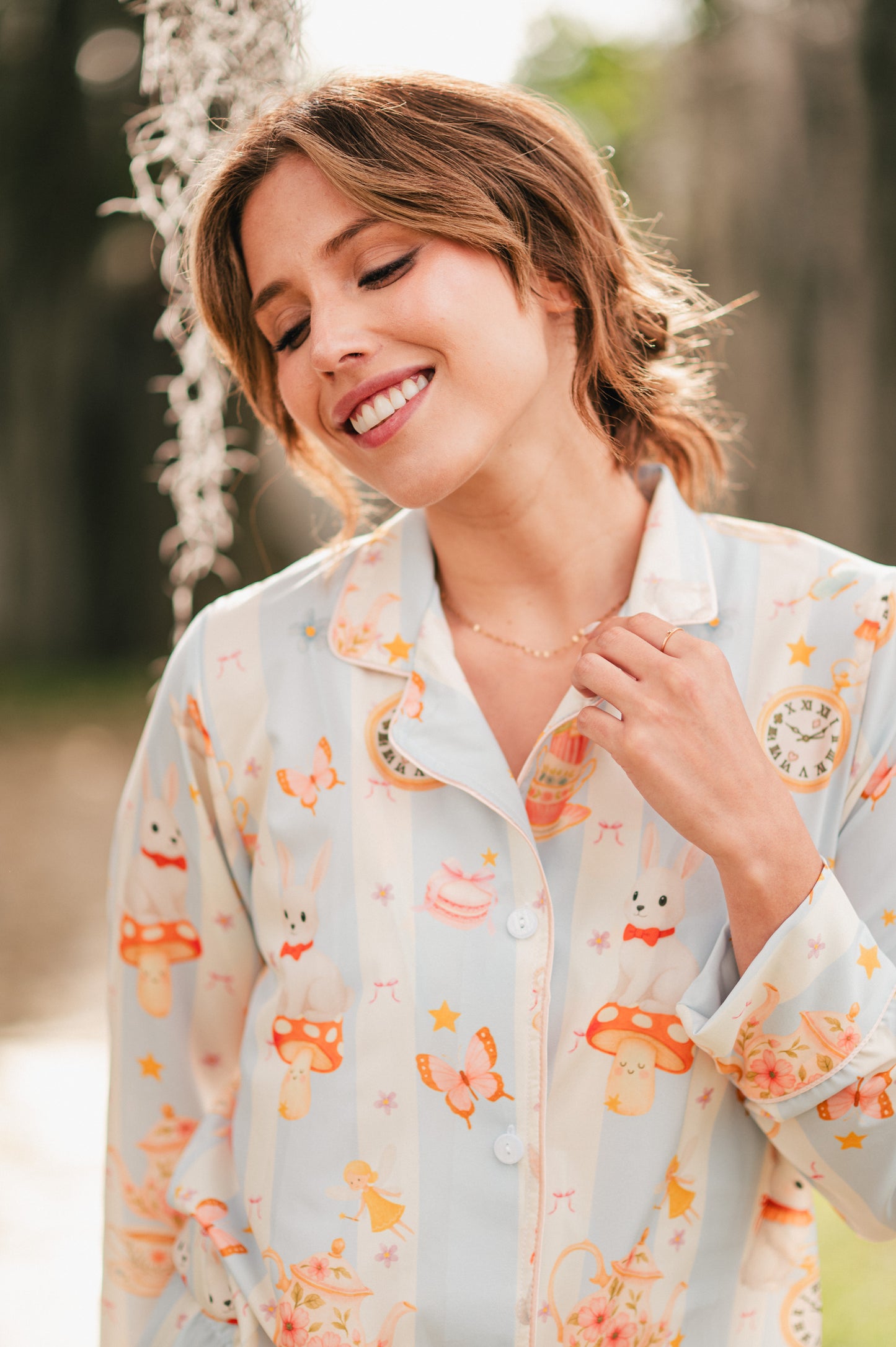 Hora del Té | Camisa Manga Larga y Pantalón Pijama Mujer Elegante Bambula