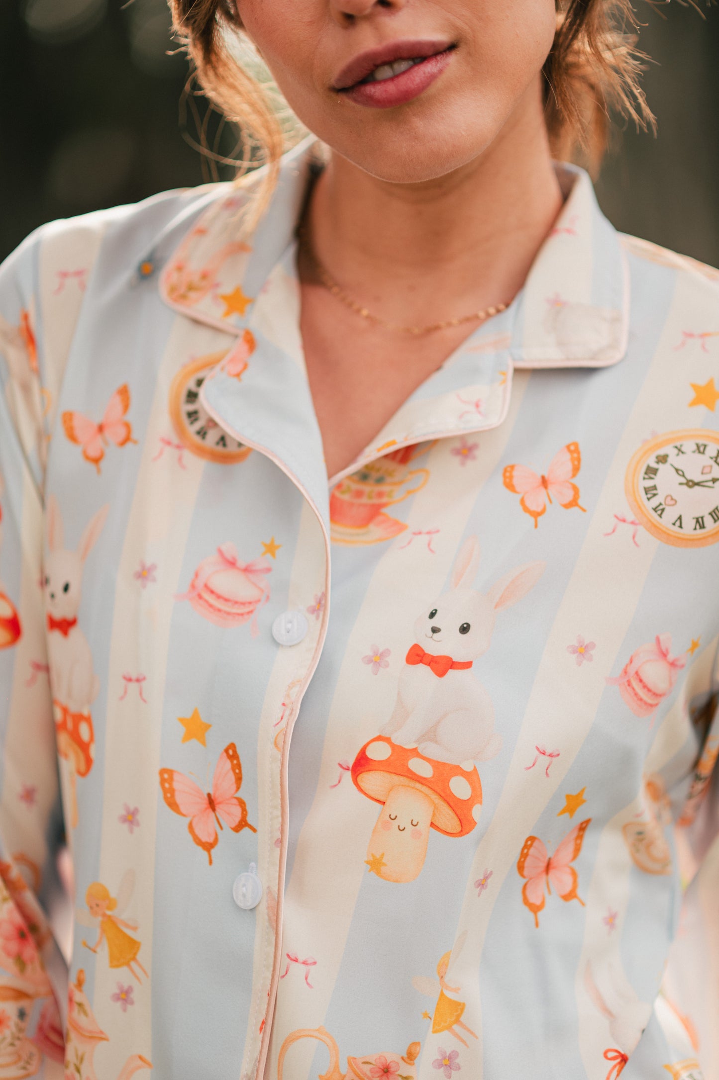 Hora del Té | Camisa Manga Larga y Pantalón Pijama Mujer Elegante Bambula