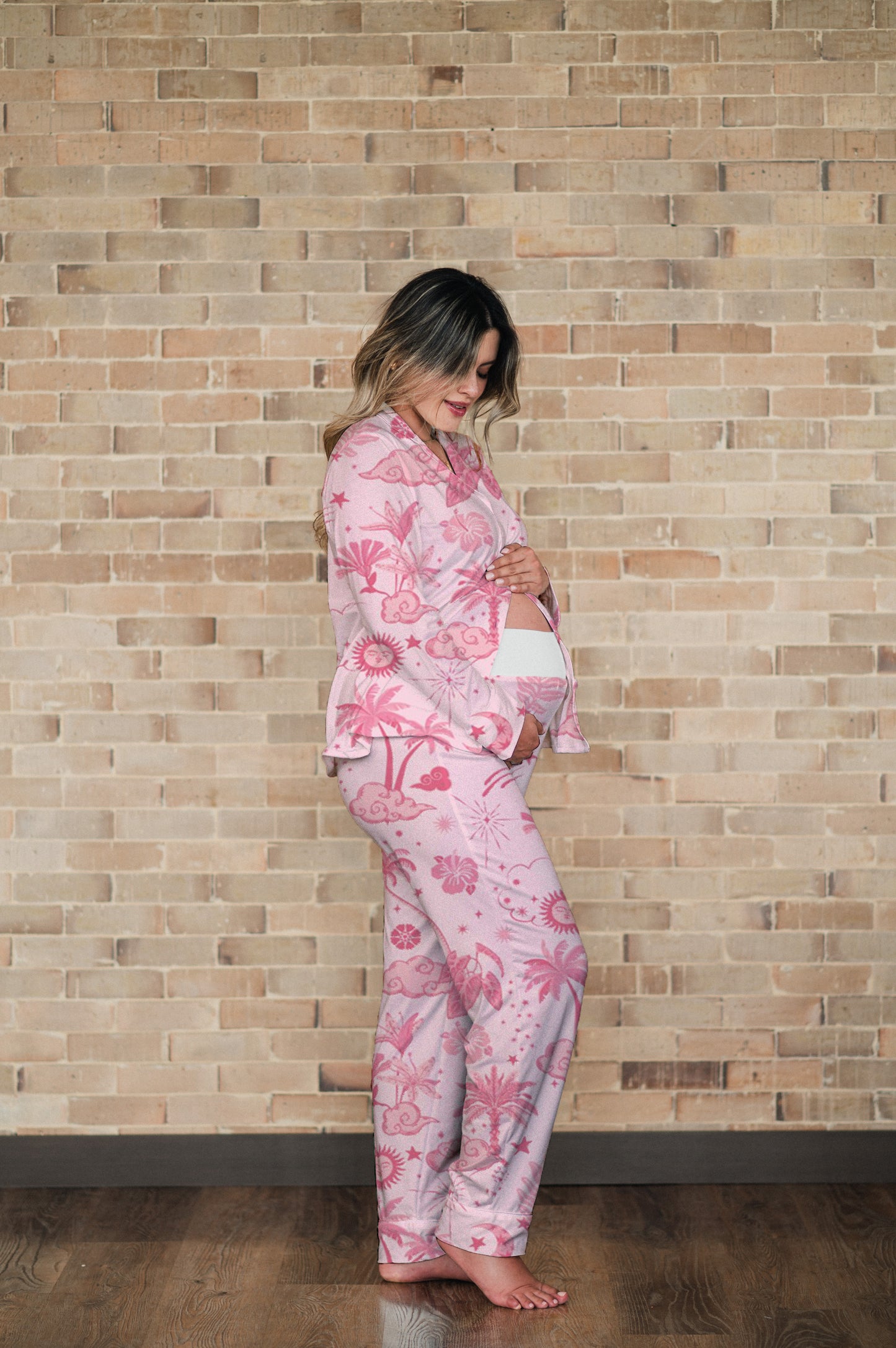 Isla Mujeres Rosa - Camisa Manga Larga y Pantalon Maternidad