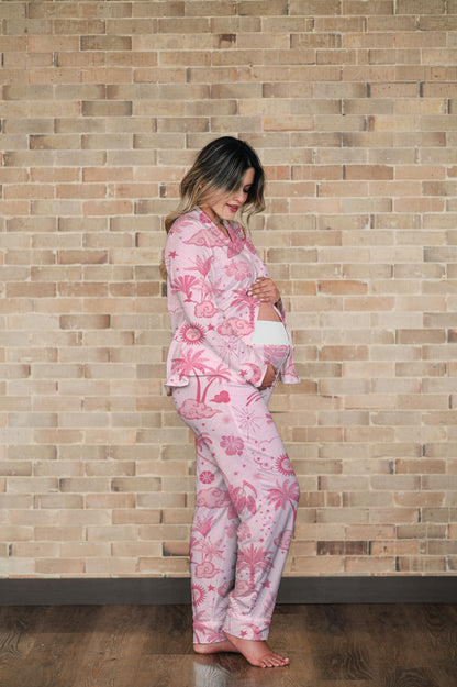 Isla Mujeres Rosa - Camisa Manga Larga y Pantalon Maternidad
