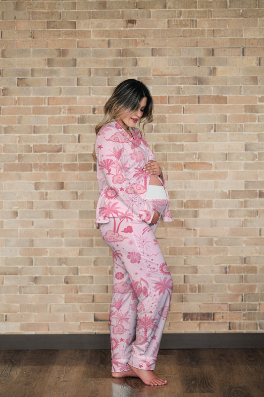 Isla Mujeres Rosa - Camisa Manga Larga y Pantalon Maternidad