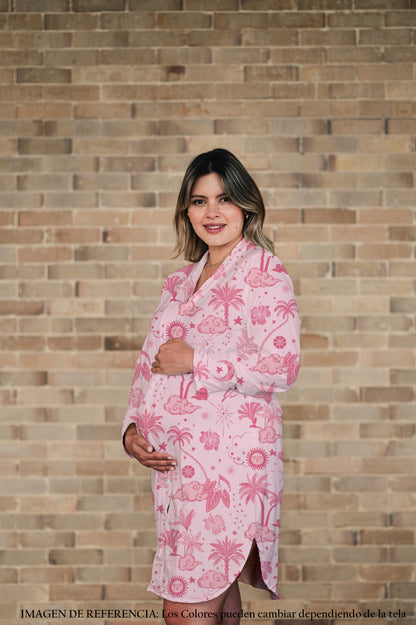 Isla Mujeres Rosa - Camison Manga Larga De Maternidad