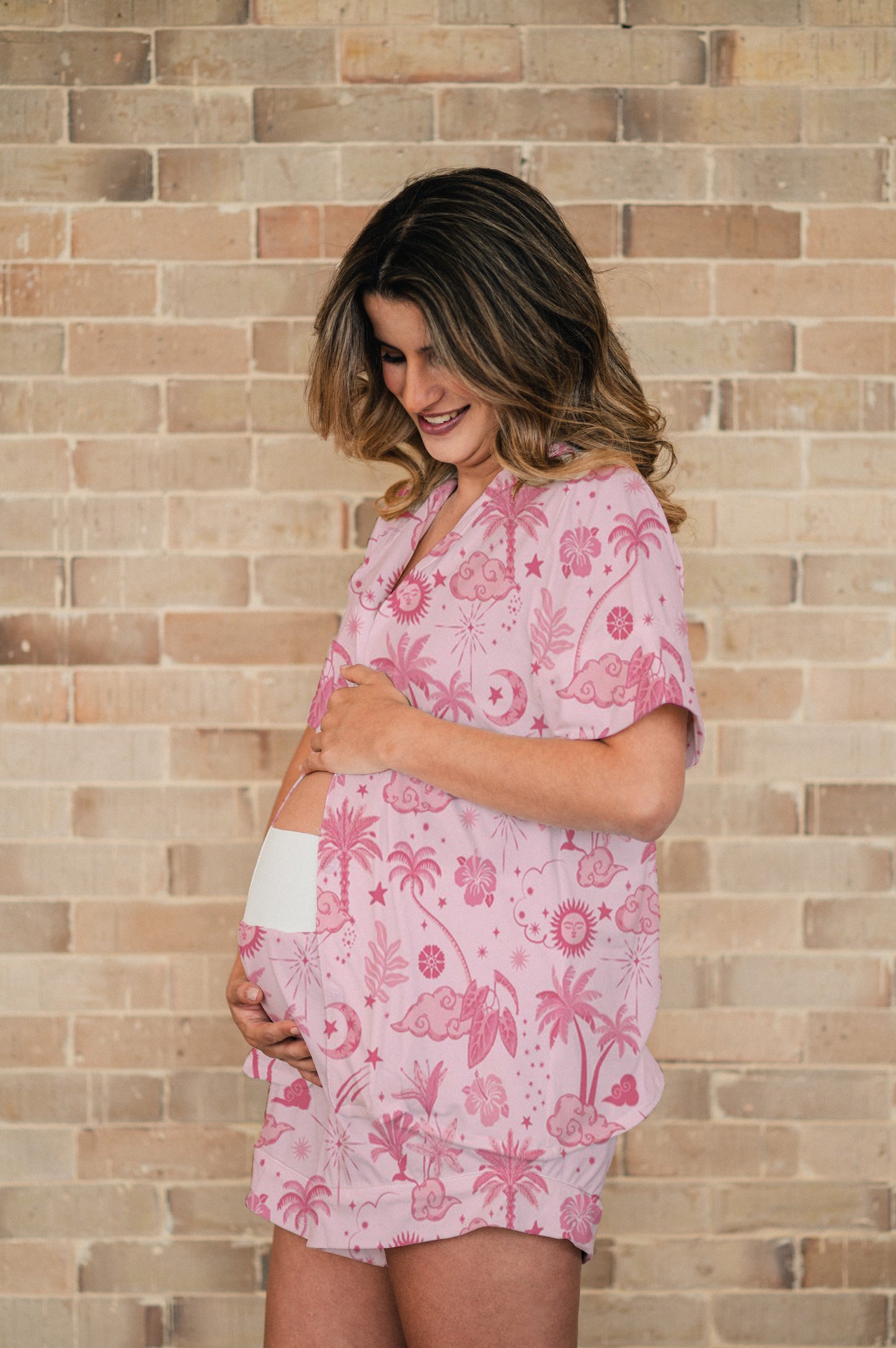 Isla Mujeres Rosa - Camisa Manga Corta y Short Maternidad