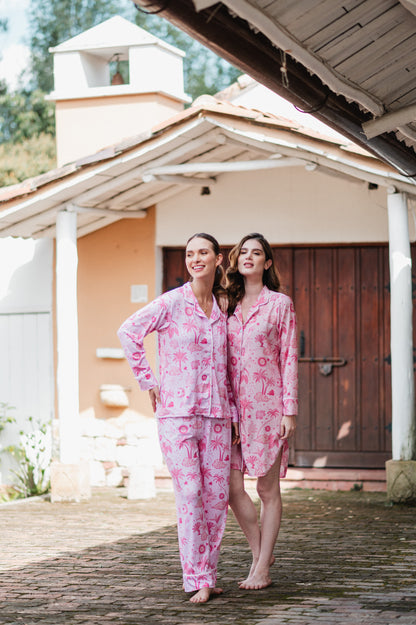 Isla Mujeres Rosa - Camisa Manga Larga y Pantalon