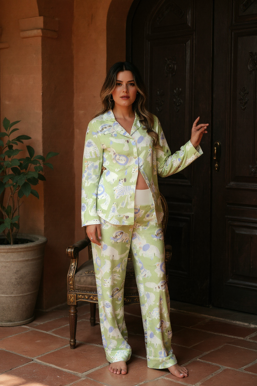 Jungle Animals Lemon - Camisa y Pantalon Maternidad