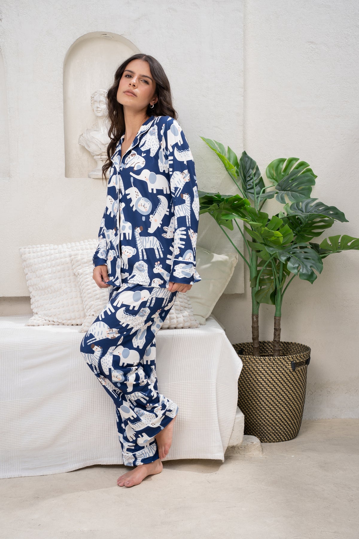 Jungle Animals Blue - Camisa Manga Larga y Pantalon