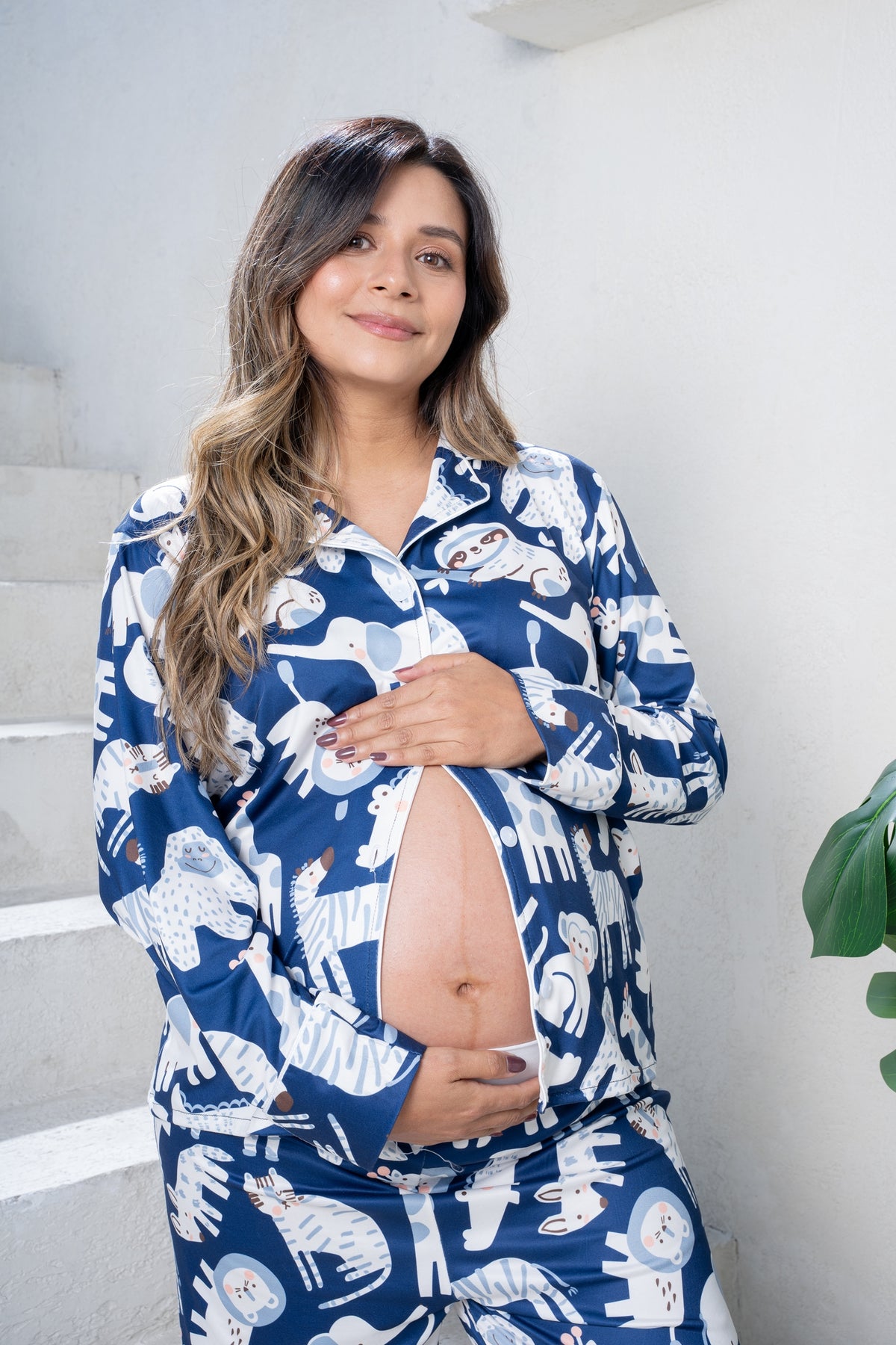 Jungle Animals Blue - Camisa y Pantalon Maternidad