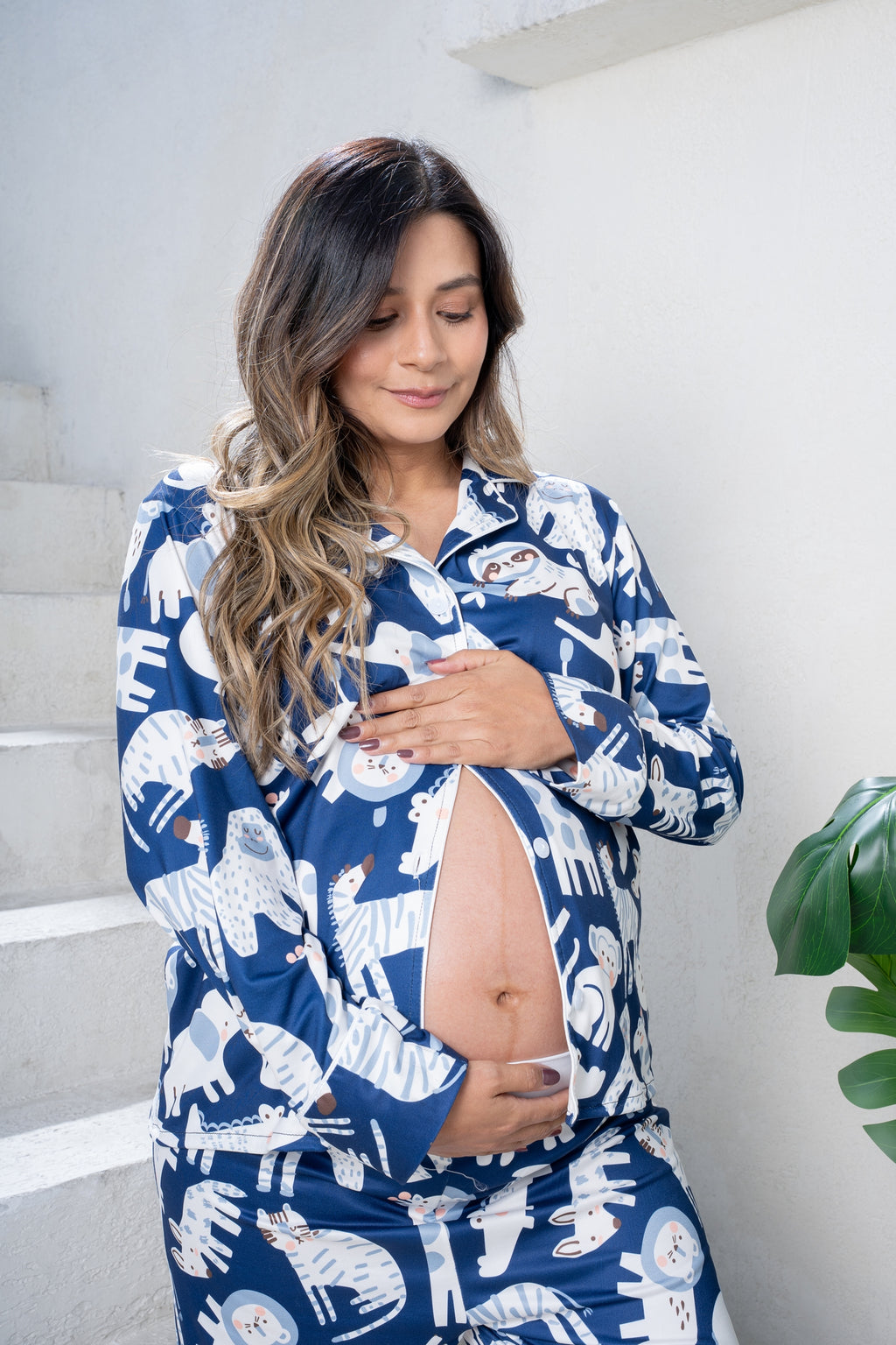 Jungle Animals Blue - Camisa y Pantalon Maternidad READY TO SHIP