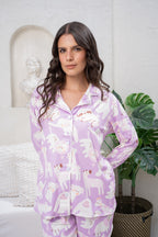 Jungle Animals Lilac - Camisa Manga Larga y Pantalon
