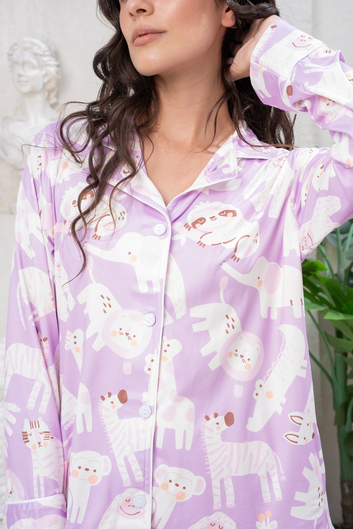 Jungle Animals Lilac - Camisa Manga Larga y Pantalon