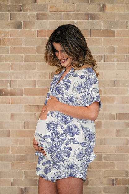 Lirios Azul - Camisa Manga Corta y Short Maternidad