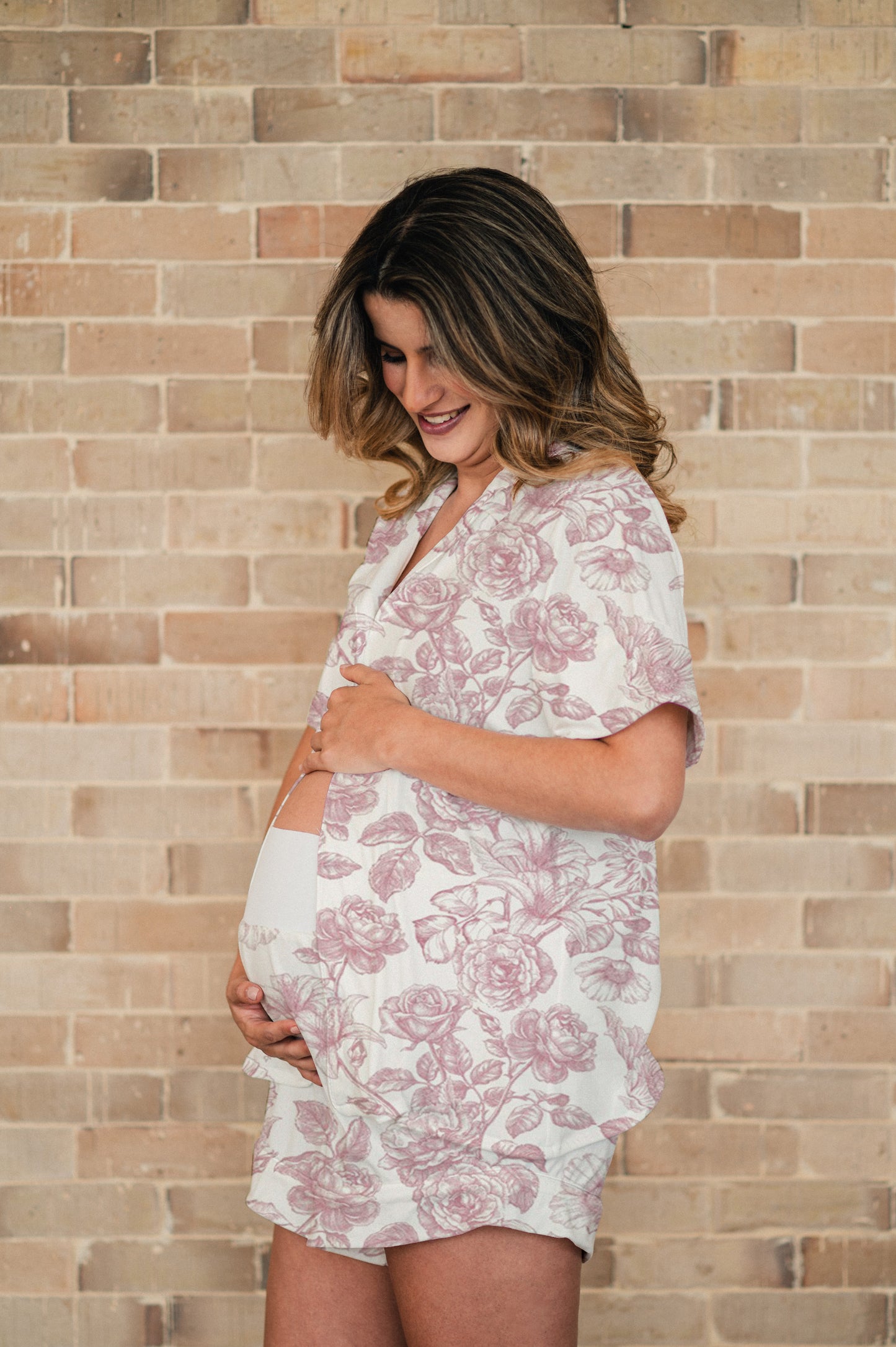 Lirios Rosa - Camisa Manga Corta y Short Maternidad